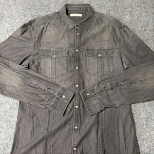 Pierre Balmain Grey Distressed Button Down Shirt Sz L